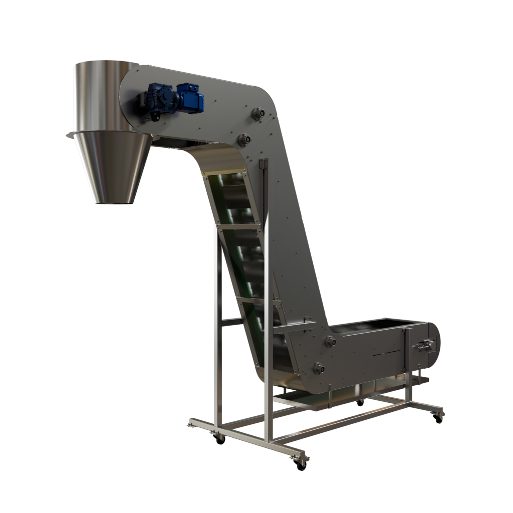 Elevador de canecas para transporte vertical de produtos VID Indústria